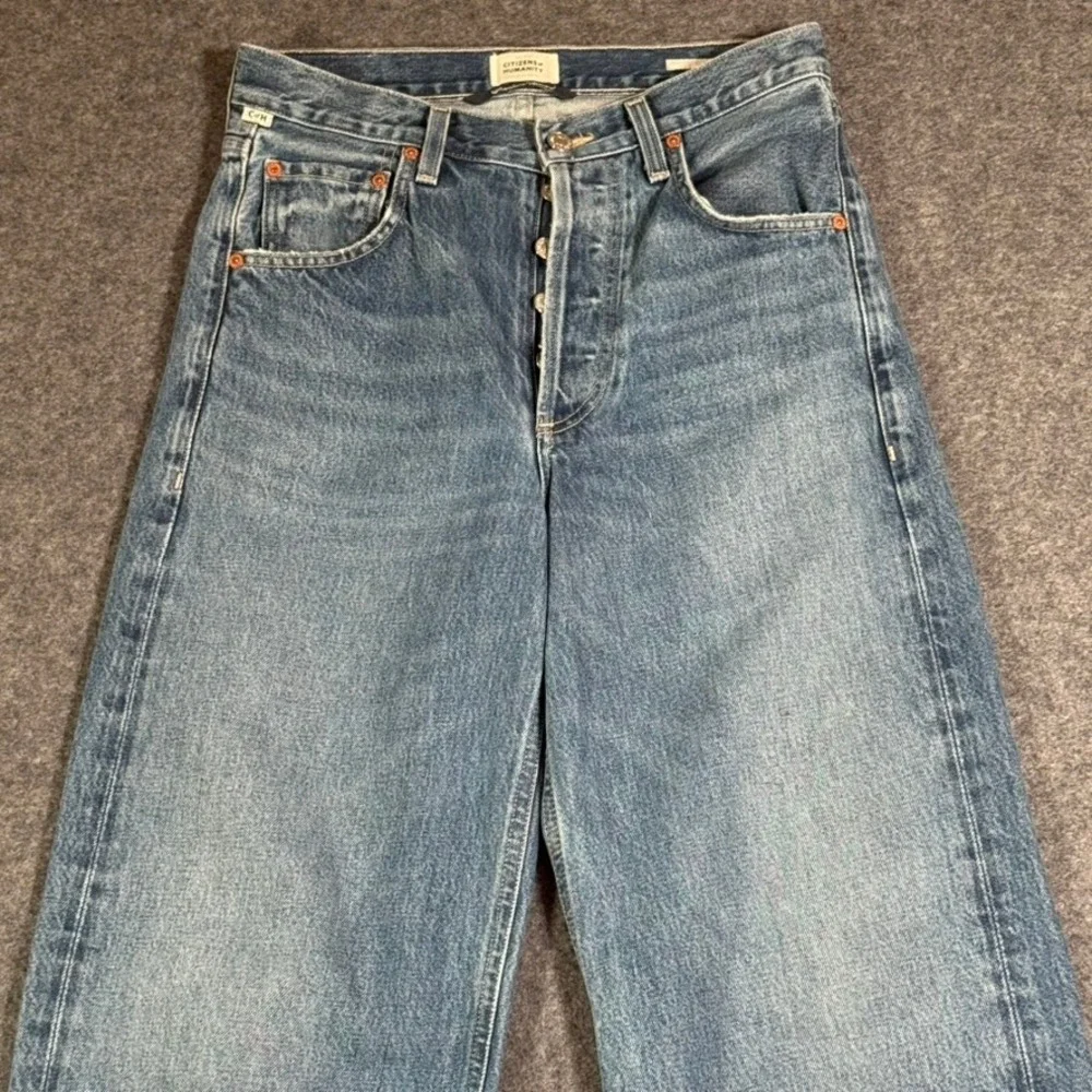 Citizens of Humanity Ayla Baggy Wide Leg Jeans Blue 24 Cotton Rigid Comfy Lux